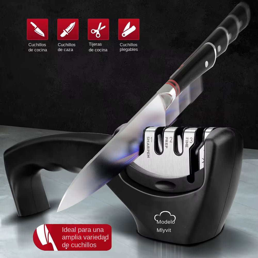 Afilador de cuchillos 4 etapas en 1, piedra de afilar profesional, piedra de afilar de cocina, tijeras finas de diamante, amoladora, herramienta de afilado de Chef - ANMARKET