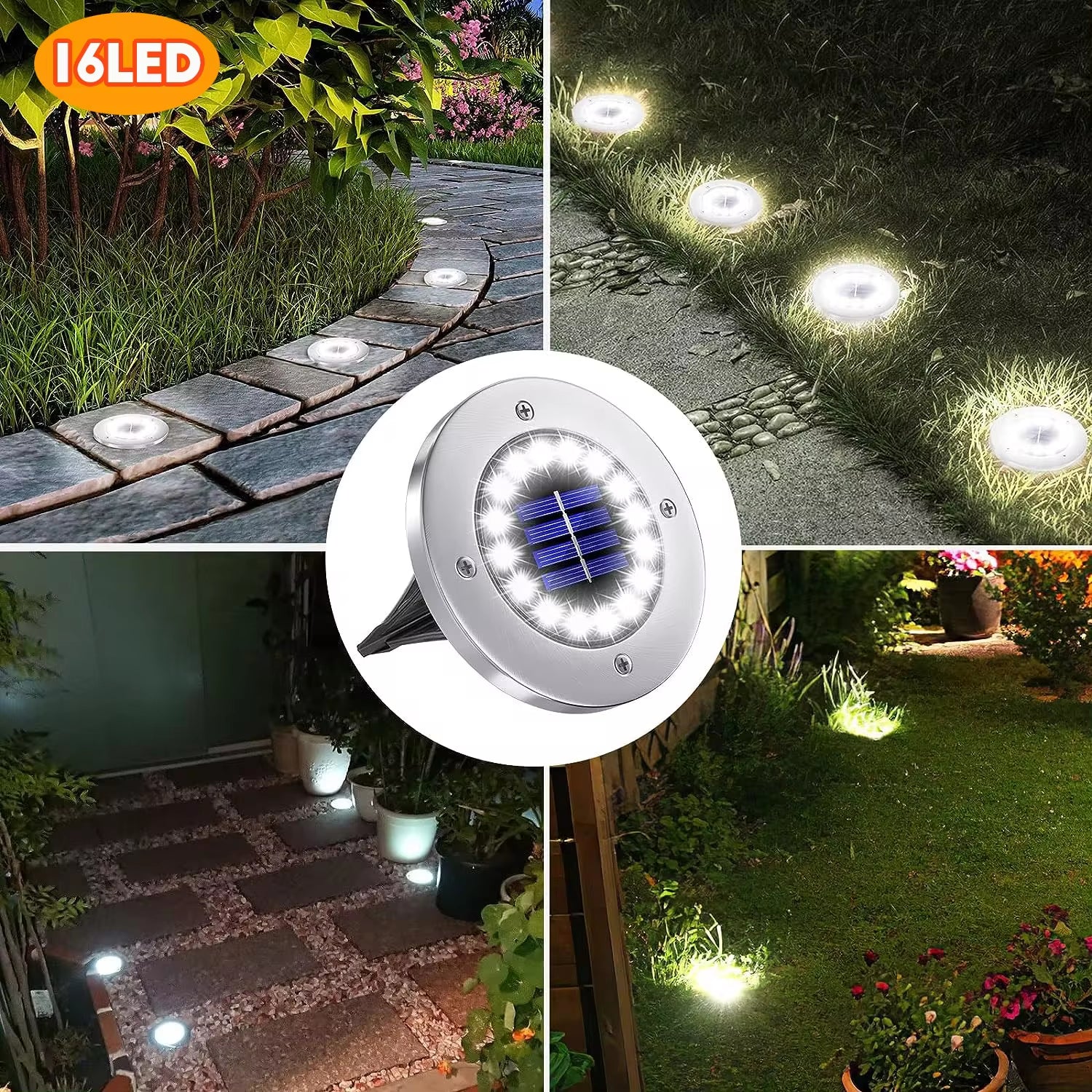 Luces Solares para Jardín - 12 LED Impermeables para Decoración Exterior, Ideal para Patios, Caminos y Céspedes - ANMARKET