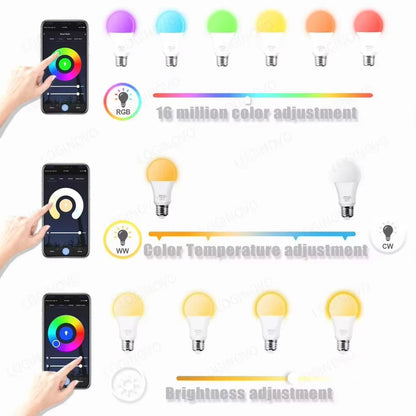 Smart WiFi LED Bulbs RGB - Alexa & Google Home - E27 Dimmable - ANMARKET
