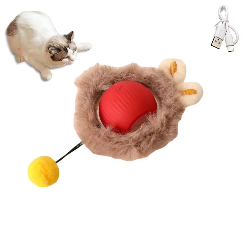 Interactive Cat Ball Toy - Automatic Rolling with Synthetic Tail Mouse for Cats Dogs - ANMARKET