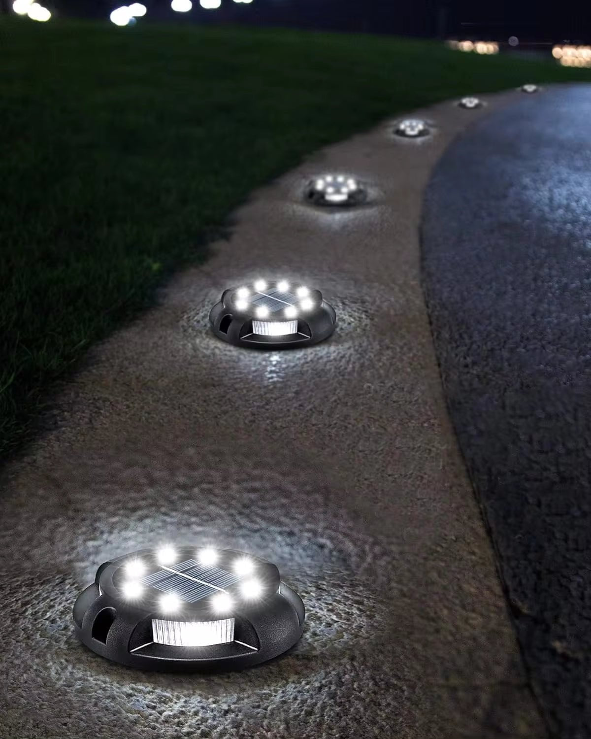Luces Solares para Jardín - 12 LED Impermeables para Decoración Exterior, Ideal para Patios, Caminos y Céspedes - ANMARKET