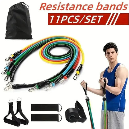 Resistance Bands Set 11 Pieces - Complete Home Gym Workout Kit - ANMARKET