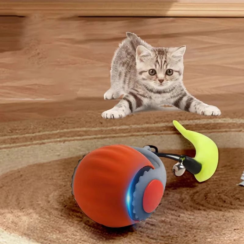 Interactive Cat Ball Toy - Automatic Rolling with Synthetic Tail Mouse for Cats Dogs - ANMARKET