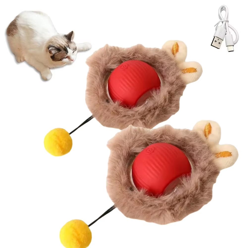 Interactive Cat Ball Toy - Automatic Rolling with Synthetic Tail Mouse for Cats Dogs - ANMARKET