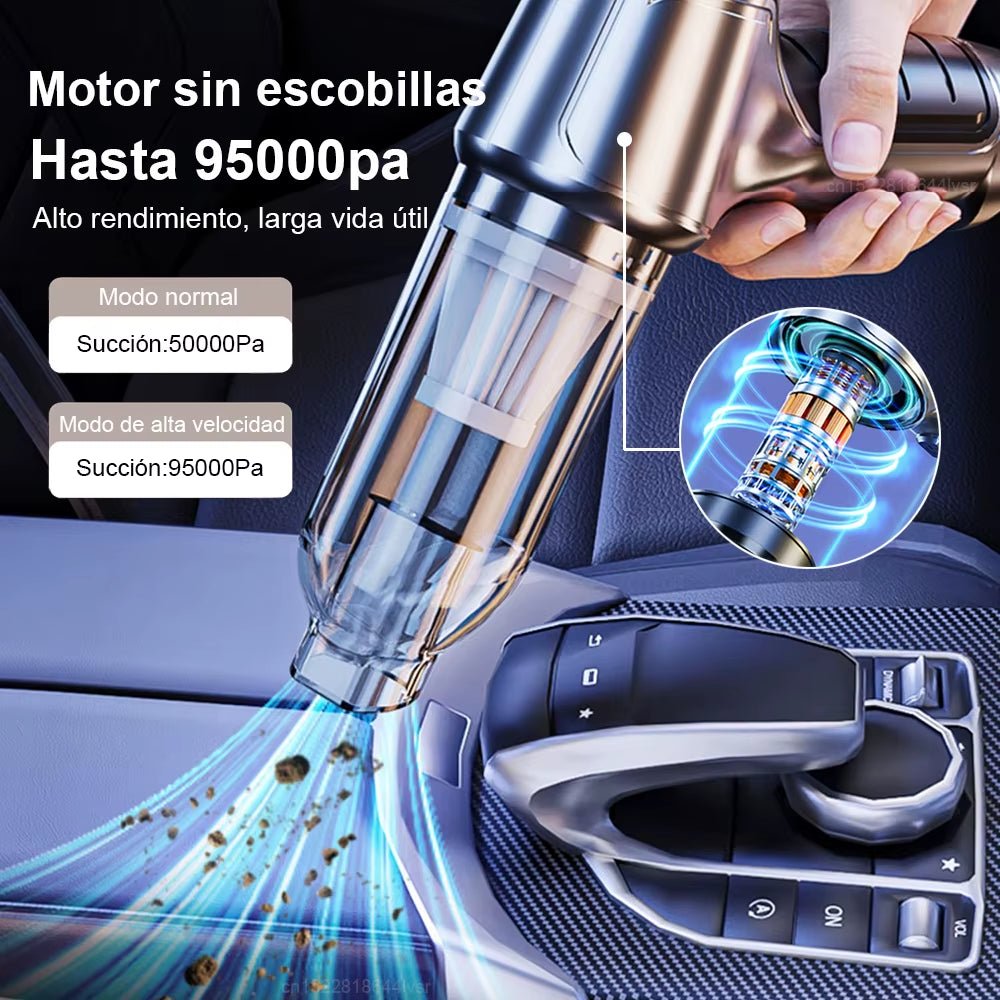 Aspirador portátil inalámbrico para coche con succión potente de 95000PA y función de soplador, ideal para uso doméstico y automotriz - ANMARKET