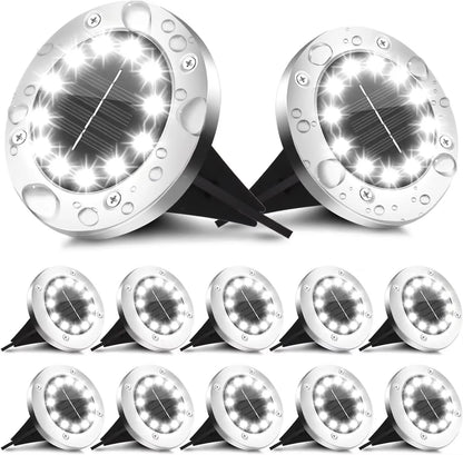 Luces Solares para Jardín - 12 LED Impermeables para Decoración Exterior, Ideal para Patios, Caminos y Céspedes - ANMARKET
