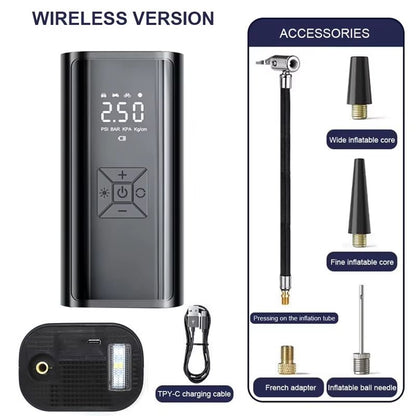 Compresor de aire inalámbrico para vehículos, inflador eléctrico de neumáticos para motocicletas, bicicletas, barcos y balones, 1 unidad. - ANMARKET