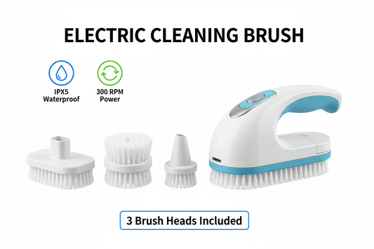 Cepillo limpieza eléctrico multiusos 3 cabezales inalámbrico recargable IPX5 - ANMARKET