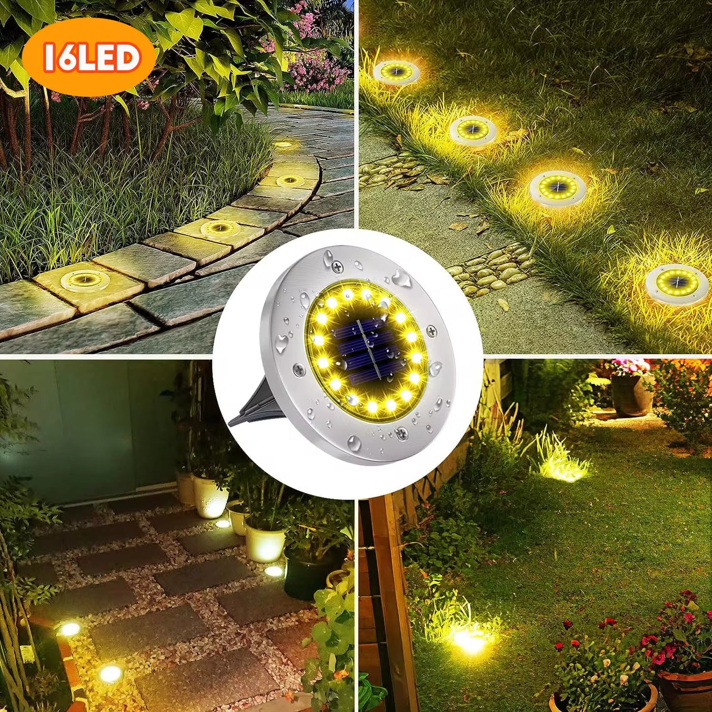 Luces Solares para Jardín - 12 LED Impermeables para Decoración Exterior, Ideal para Patios, Caminos y Céspedes - ANMARKET