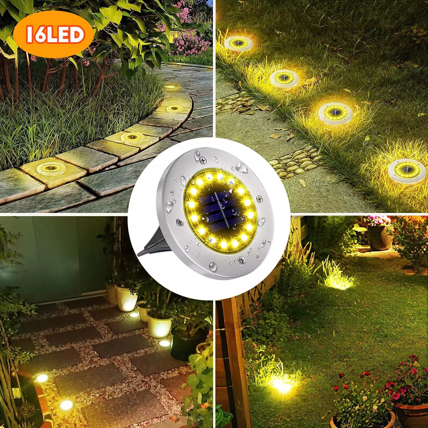 Luces Solares para Jardín - 12 LED Impermeables para Decoración Exterior, Ideal para Patios, Caminos y Céspedes - ANMARKET