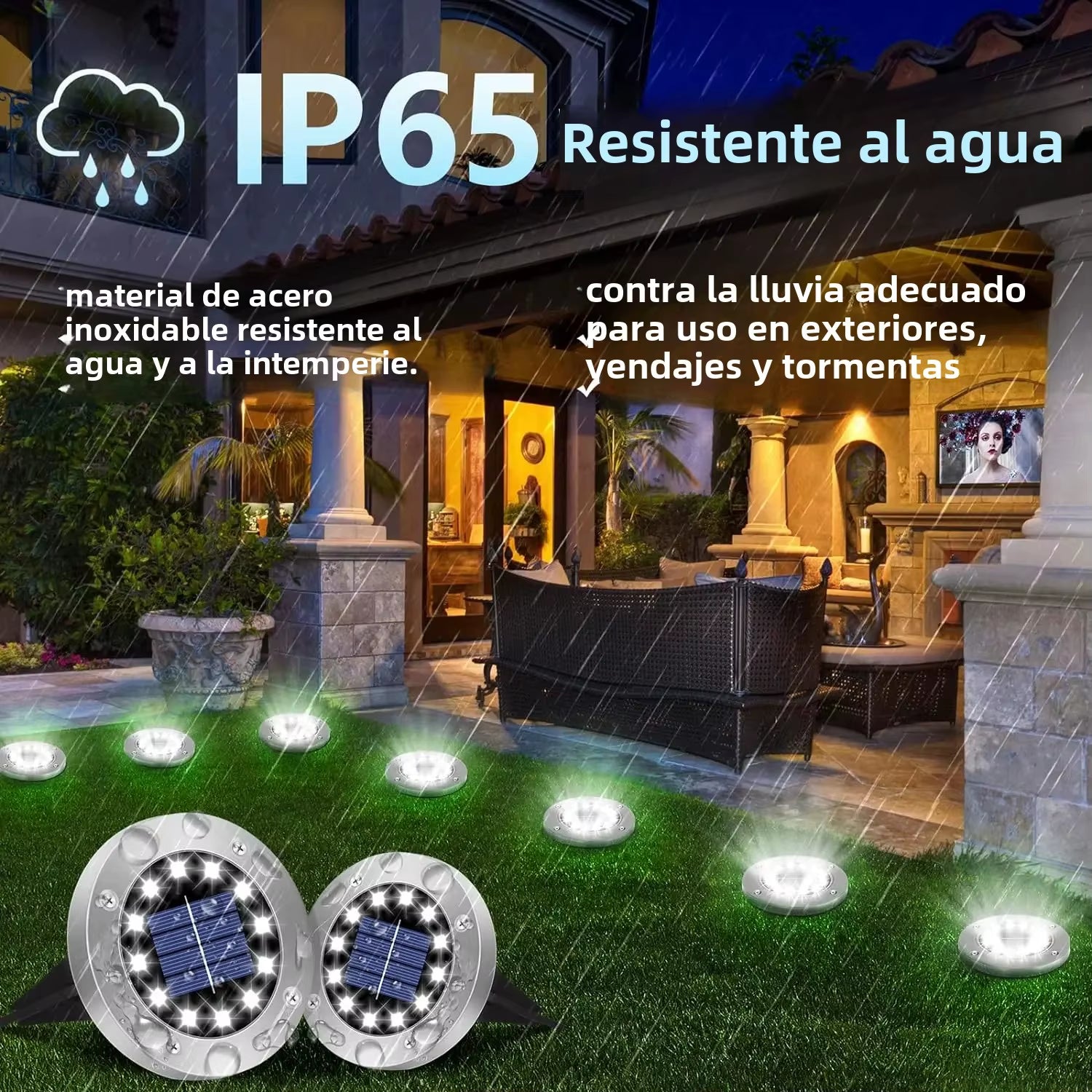 Luces Solares para Jardín - 12 LED Impermeables para Decoración Exterior, Ideal para Patios, Caminos y Céspedes - ANMARKET
