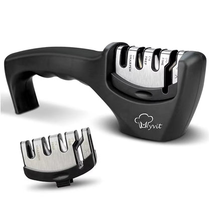 Afilador de cuchillos 4 etapas en 1, piedra de afilar profesional, piedra de afilar de cocina, tijeras finas de diamante, amoladora, herramienta de afilado de Chef - ANMARKET