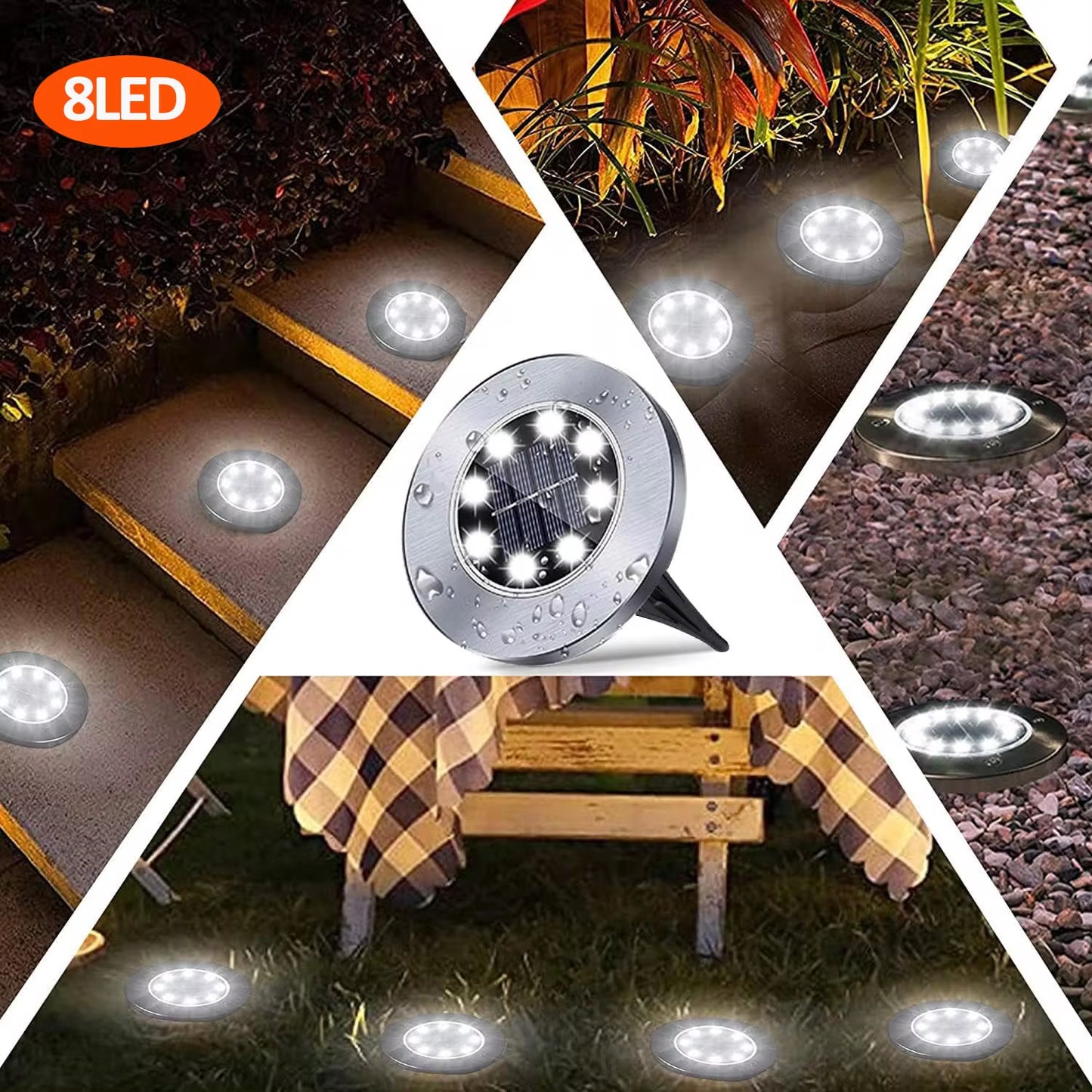 Luces Solares para Jardín - 12 LED Impermeables para Decoración Exterior, Ideal para Patios, Caminos y Céspedes - ANMARKET