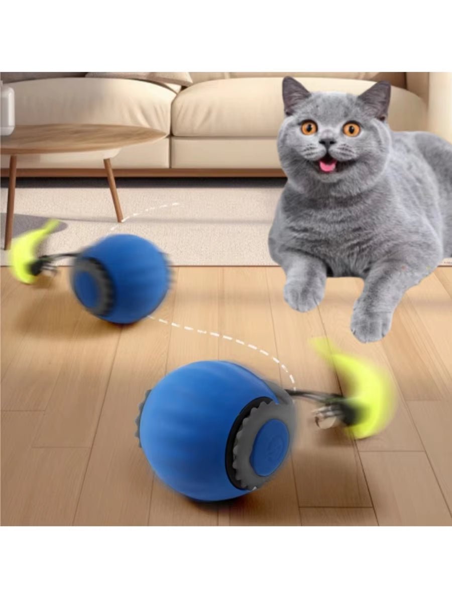 Interactive Cat Ball Toy - Automatic Rolling with Synthetic Tail Mouse for Cats Dogs - ANMARKET