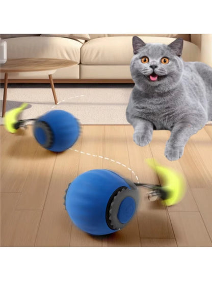 Interactive Cat Ball Toy - Automatic Rolling with Synthetic Tail Mouse for Cats Dogs - ANMARKET