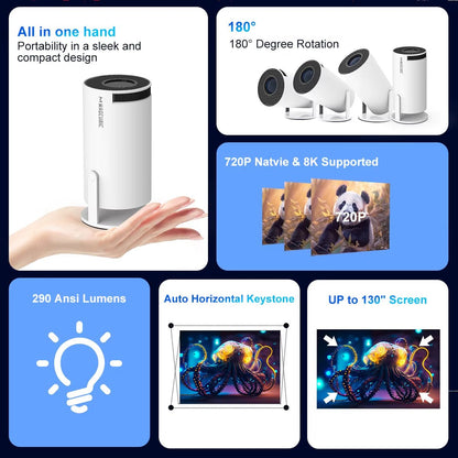 Magcubic Projector HY300 Pro 8K Android 14 Dual Wifi6 290ANSI Allwinner H726 BT5.0 1080P 1280*720P Home Cinema Outdoor Projetor - ANMARKET