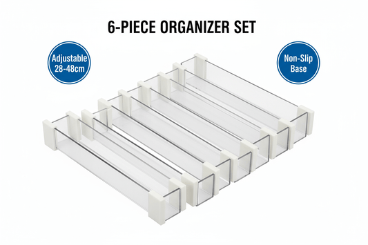 Set 6 organizadores cajones ajustables expandibles para cocina baño oficina - ANMARKET