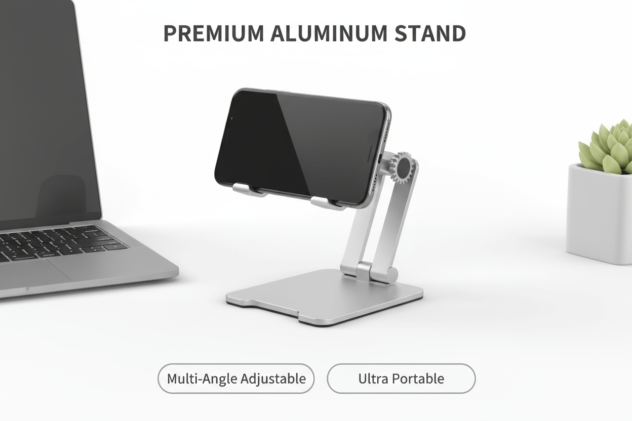 Soporte plegable aluminio para móvil y tablet ajustable múltiples ángulos portátil - ANMARKET