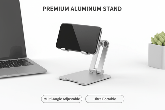 Soporte plegable aluminio para móvil y tablet ajustable múltiples ángulos portátil - ANMARKET